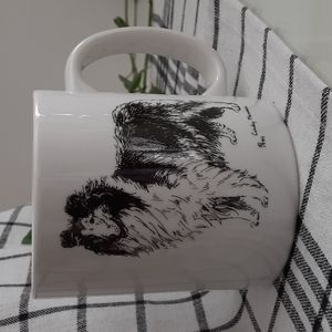 Vintage Porcelain Collie Hand Decorated Cup Mug 1985 Artist Signed Cindy Farmer